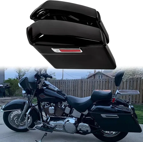 Vista 4 de KUAFU Soporte cromado y alforjas de sillín con cierre de tapa y llave compatible con modelos Harley Davidson Softail 1993-2013 Kit de soporte