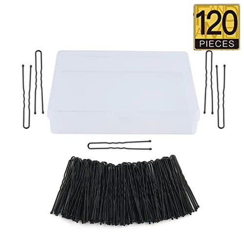 Vista 3 de Horquillas de pelo negro para boda en forma de U (120 unidades)