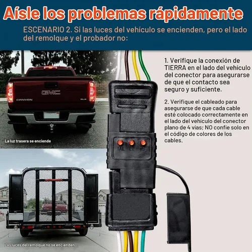 Vista 4 de Verdadero MODS 4-Way Flat Trailer Light Tester 4-Pin Cableado Circuito