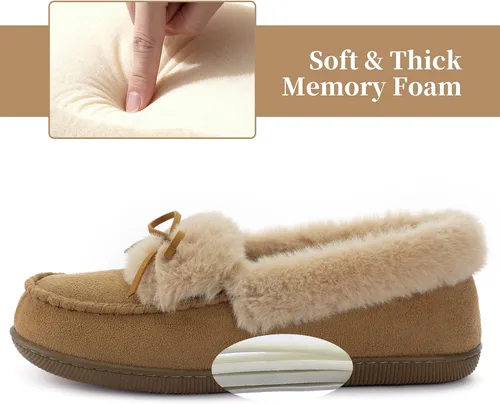 Vista 4 de RockDove Pantuflas tipo mocasín de microgamuza con forro de piel sintética para mujer