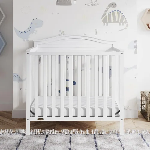 Vista 3 de Graco Stella: Cuna convertible mini 4 en 1 con colchón adicional (blanco) – Incluye colchón adicional de 2.75 pulgadas de grosor con cubierta
