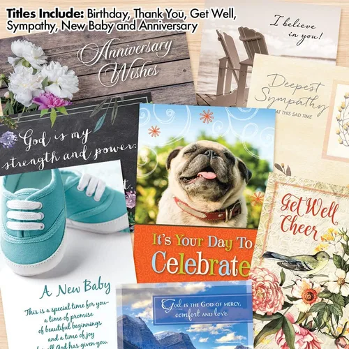 Vista 6 de Faithfully Yours Designer Greetings - Surtido de tarjetas inspiradoras en caja, "Of Good Courage" con versículos bíblicos de las Escrituras