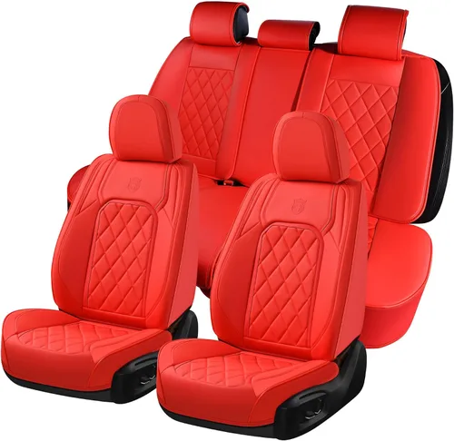 Vista 10 de Coverado Fundas de Asientos Delanteros, Funda de Asiento de Cuero Sintético de Lujo Impermeable, Protector de Asiento de Coche Beige, Funda