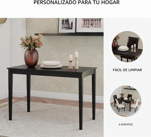 Vista 5 de Signature Design by Ashley Kimonte - Mesa rectangular de comedor, color negro