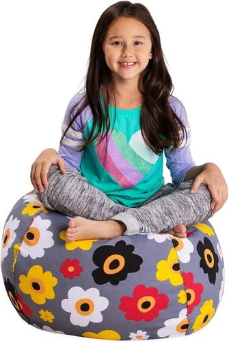 Vista 72 de Posh Creations Funda de puf para niños con almacenamiento para animales de peluche - Organizador de juguetes para niños, Mediano 68.58 cm - Lona