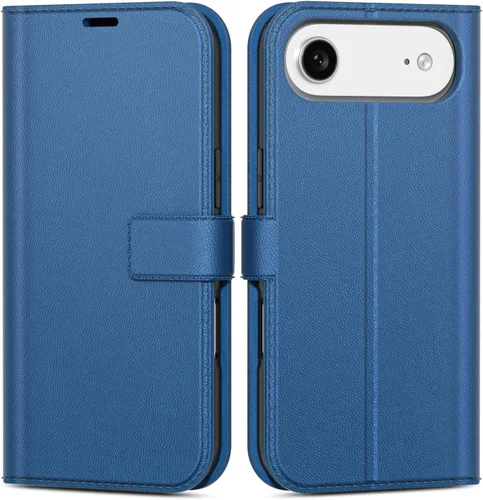 Vista 52 de oakxco Funda tipo cartera para iPhone SE 2022/2020/8/7 con soporte para tarjeta de crédito, funda magnética RFID delgada tipo libro con tapa