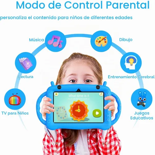 Vista 3 de Tableta para niños de 7 pulgadas, tableta para niños de 3 a 7 años, tableta de aprendizaje educativo Android 12, 2 GB de RAM+32 GB de ROM, control