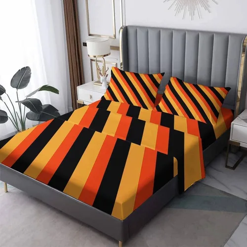 Vista 11 de Juego de sábanas abstractas tamaño individual, sábanas de microfibra suave y bolsillo profundo, sábanas y fundas de almohada estampadas sin arrugas