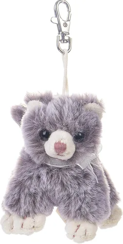 Vista 3 de DILLY DUDU - Llavero de peluche de gato gris y gatito de 4 pulgadas