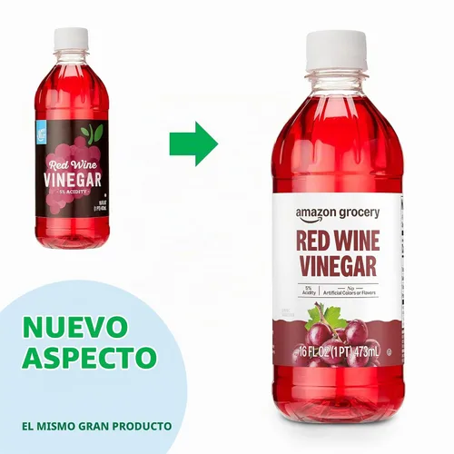 Vista 4 de Amazon Grocery, Vinagre de vino tinto, 16 onzas líquidas (anteriormente Happy Belly, el embalaje puede variar)