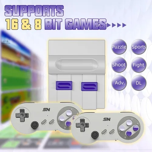 Vista 2 de Consola de videojuegos de 16 bits Super Máquina de Juegos con 5000 juegos clásicos incorporados Soporte HDMI 4K TV Plug Play Sistema de consola