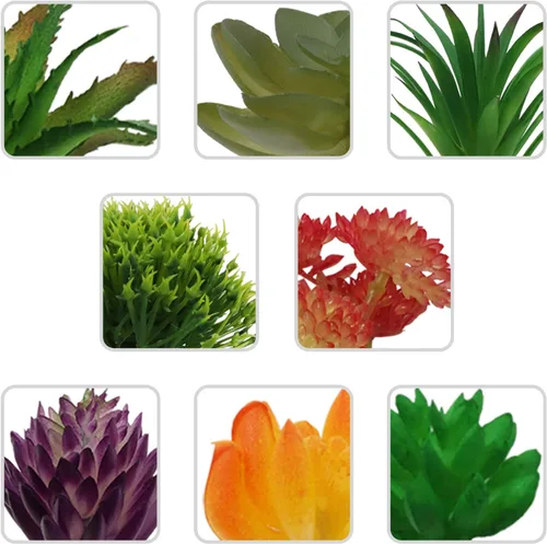 Vista 6 de Plantas suculentas artificiales, 16 piezas de suculentas falsas coloridas, mini suculentas artificiales para bricolaje, hogar, pared, jardín