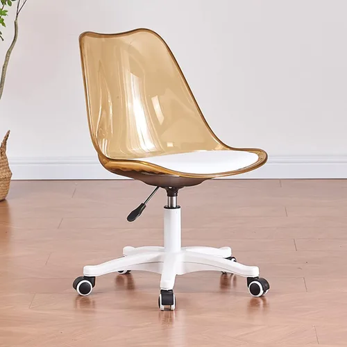 Vista 12 de Silla de escritorio transparente, silla de oficina de acrílico sin brazos con ruedas, giratoria de 360° y silla de tocador de altura ajustable