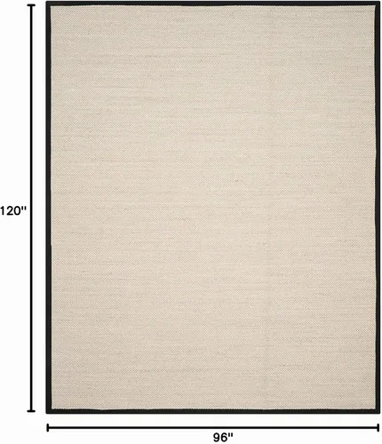 Vista 2 de SAFAVIEH Alfombra de área de 8x10 pies - Colección de fibra natural - Grande - Mármol y negro, sisal, diseño tejido con borde (NF143A)