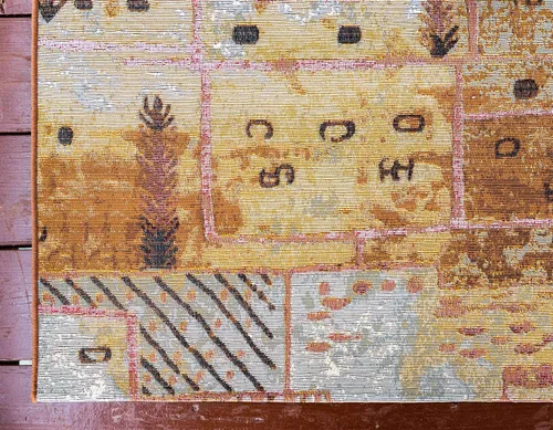 Vista 8 de Unique Loom - Alfombra colección de círculos abstractos, de transición para interiores y exteriores, beige, Polipropileno, Multi/oliva