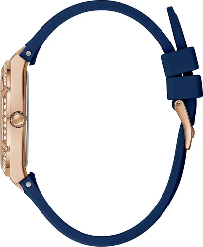 Vista 3 de Guess Reloj de cristal de silicona azul + tono oro rosa