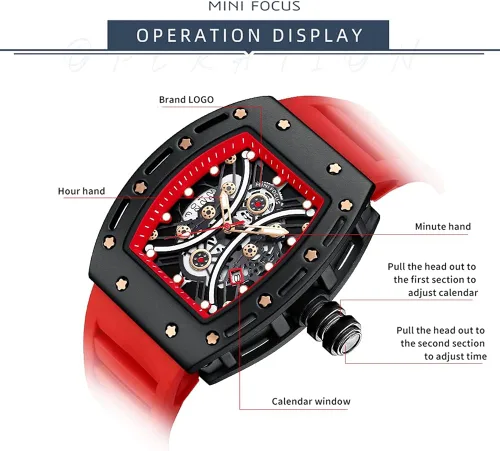 Vista 7 de MF MINI FOCUS Watch Wristwatch Fashion Hollow Big Dial Luminous Waterproof Sport Analog Quartz Business Mens Watches Silicon Strap Dress Watch