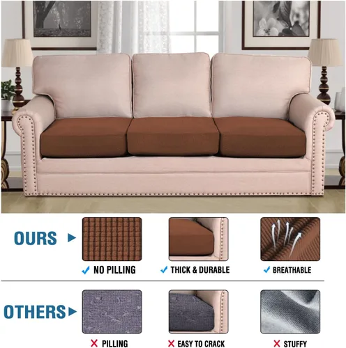 Vista 154 de H.VERSAILTEX - Fundas elásticas para cojín de sofá individual, fundas de asiento para silla de sofá, protector de cojín con tejido jacquard de sarga