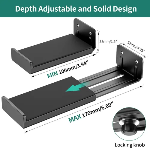 Vista 10 de HomeMount Soporte de pared para barra de sonido, soportes de barra de El metal resistente soporta 33 libras y mantiene tu barra de sonido debajo