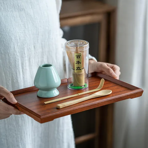 Vista 8 de Juego de batidor de matcha, juego de 4 piezas, batidor de bambú matcha + soporte para batidor de cerámica + cuchara+cuchara, 100% hecho a mano