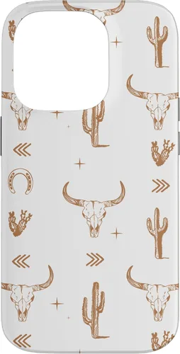 Vista 16 de Funda rústica elegante con diseño de calavera de toro sureño para iPhone 16