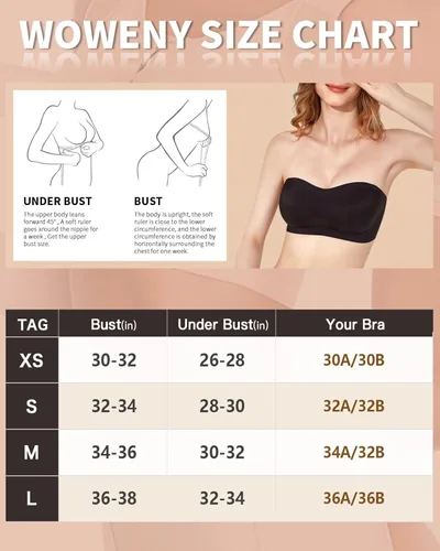 Vista 7 de WOWENY Sujetadores sin tirantes para mujer, brasier sin varillas, brasier de silicona antideslizante, sin costuras, acolchado, cómodo tubo superior