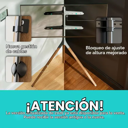Vista 8 de ONKRON Soporte de TV con caballete para pantalla de 32 a 65 pulgadas de hasta 77 libras, soporte de trípode giratorio de 360°, altura ajustable Negro