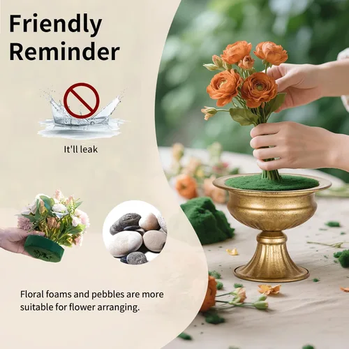Vista 5 de NUPTIO Jarrones de oro envejecido para centros de mesa: 2 piezas de jarrones pequeños de compota para flores - Decoración de cuenco de pedestal