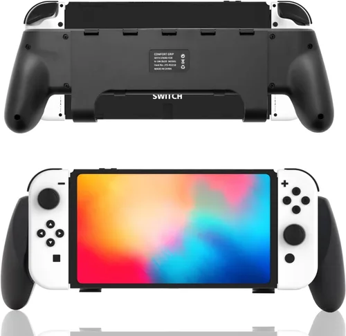 Vista 2 de Switch OLED Grip, Switch OLED Handheld Grip with Stand and Game Card Slots - Black