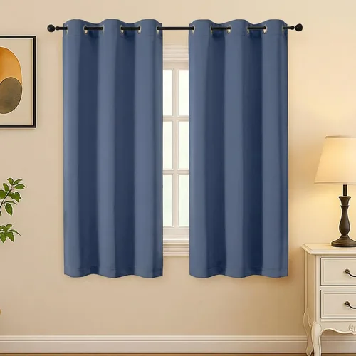 Vista 199 de Simplebrand Juego de 2 paneles de cenefa aguamarina para ventana de cocina de 14 pulgadas de largo, cortinas de oscurecimiento de habitación