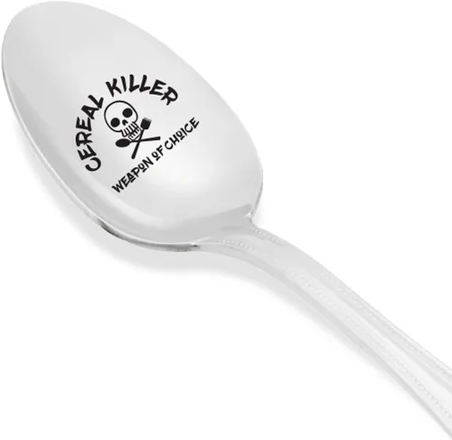 Vista 4 de Cuchara grabada para asesinos de cereales para niños, hombres y mujeres, regalo divertido para los amantes de los cereales para mamá, papá, niños