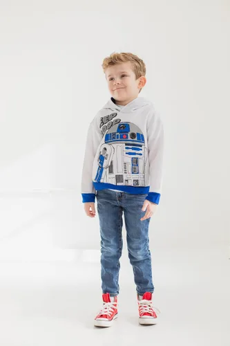 Vista 2 de STAR WARS R2-D2 C-3PO - Sudadera con capucha de forro polar para niños, color azul claro, Azulclaro