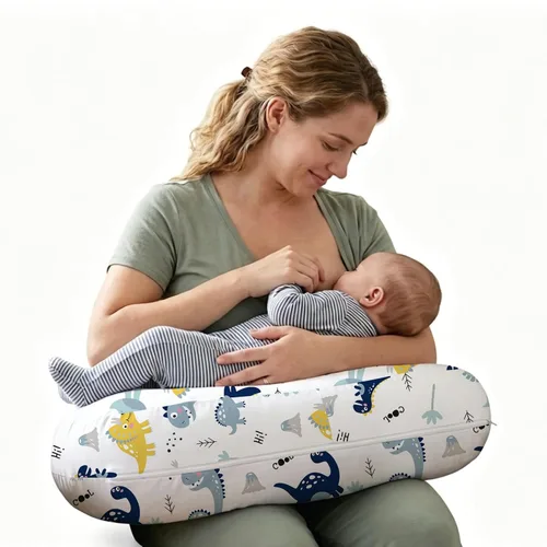 Vista 13 de Plushii Almohada de lactancia en forma de U con funda lavable, color azul Almohada ergonómica en forma de U para mamá y bebé, con una funda suave
