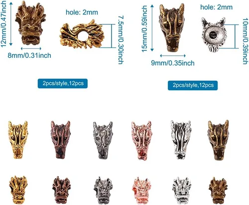 Vista 2 de Megapet - Cuentas espaciadoras de plata antigua estilo tibetano para fabricación de joyas, Metal