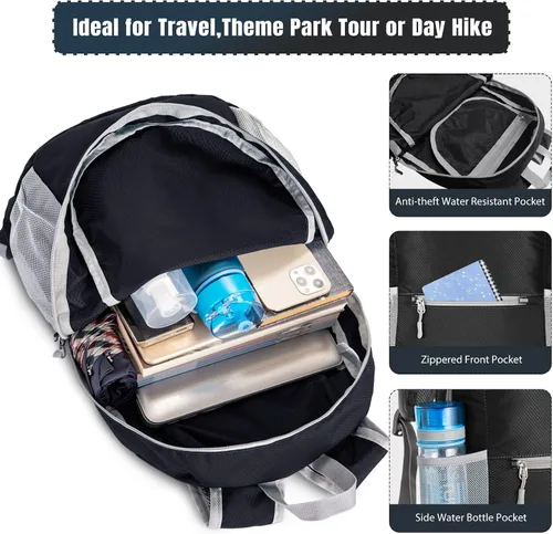 Vista 3 de ZOMAKE Mochila ligera y plegable, pequeña mochila de viaje