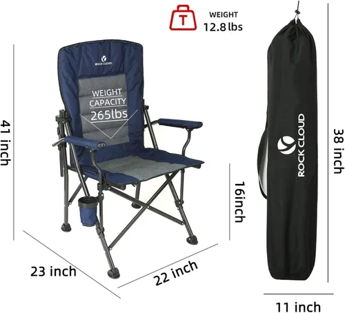 Vista 8 de ROCK CLOUD Silla plegable para acampar, sillas de campamento con soporte