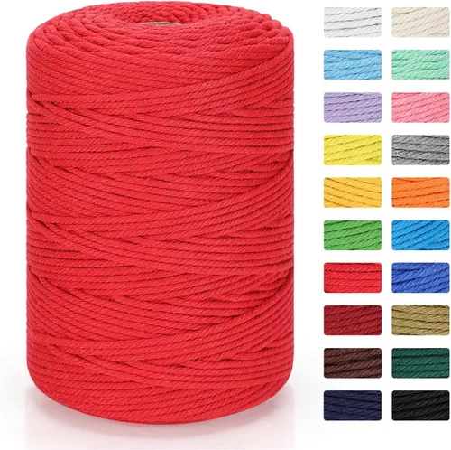 Vista 28 de Cordón de macramé 3mm x 300m Cuerda de macramé 100% algodón natural Cordón de algodón trenzado de 4 hebras para manualidades DIY, adornos