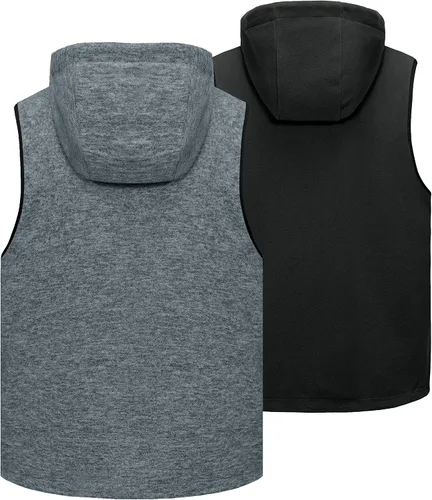 Vista 3 de Little Donkey Andy Chaleco de forro polar reversible para hombre, ligero, cálido, sin mangas, con capucha, para senderismo, caminar, viajar