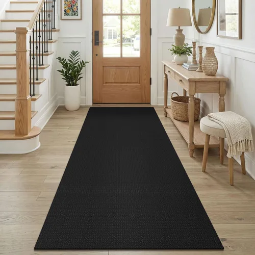 Vista 18 de KOZYFLY - Tapete para puerta de interior, lavable, pequeña, antideslizante, con respaldo de goma, felpudo de algodón para el hogar, color negro