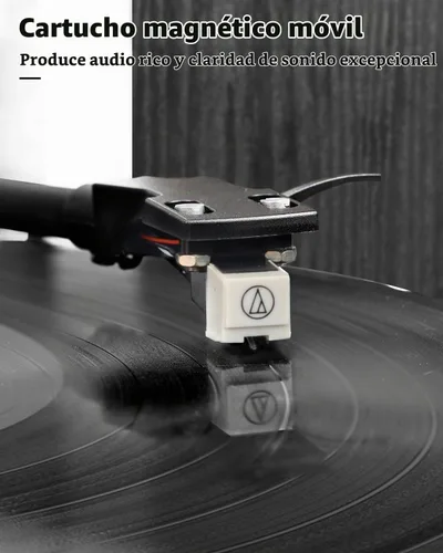 Vista 3 de Tocadiscos de Vinilo Bluetooth con Altavoces Estéreo de Estantería de 36 Vatios, Sistema Hi-Fi con Cartucho Magnético, Grabación USB y Parada Negro