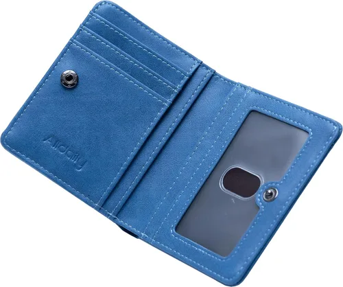 Vista 16 de Alldaily Billetera pequeña RFID para mujer, compacta y delgada, plegable, con bolsillo de viaje, mini cartera para damas, Beige