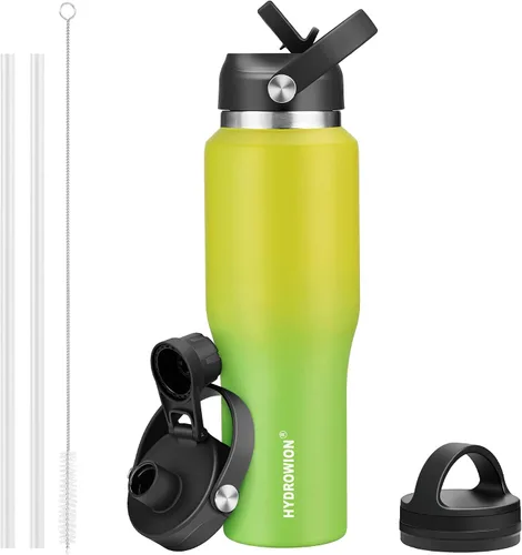 Vista 55 de HYDROWION Botella de agua aislada de 32 onzas, soporte para botella de agua para automóvil, botella de viaje aislada al vacío de doble pared