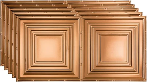 Vista 29 de FASÄDE Panel de techo decorativo de vinilo decorativo de 2 x 4 pies de estilo tradicional / patrón 3 en aluminio cepillado (paquete de 5)