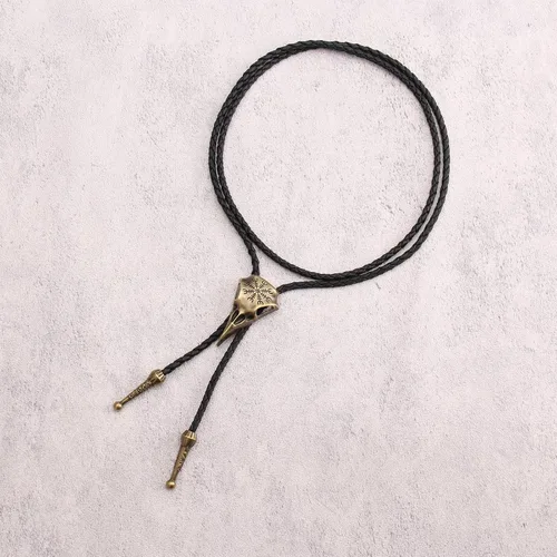 Vista 344 de Jeilwiy Corbata de bolo para hombre, corbata de vaquero occidental, collar de corbata de bolo dorado, corbata de cuero, corbata de Halloween