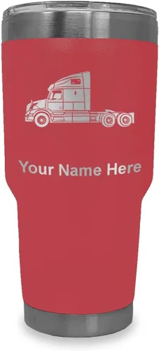 Vista 18 de LaserGram Taza aislada al vacío de 20 onzas, cabina de camión, grabado personalizado incluido (negro)
