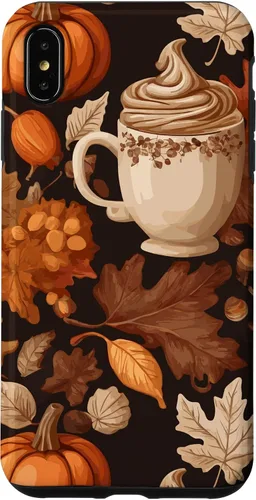 Vista 11 de Warm Autumn Stylish Coffee Cup Design - Fall Leaves Pattern Case for iPhone 17