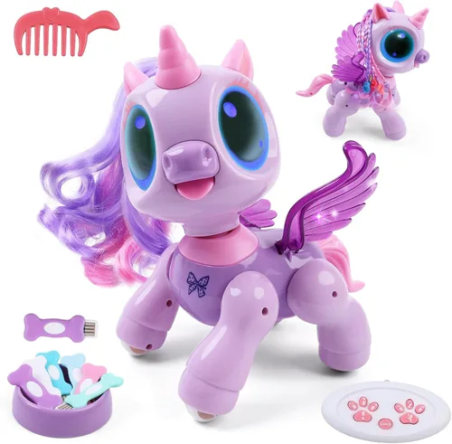 Vista 8 de BIRANCO. Perro Robot con Control Remoto y Detección de Gestos - Juguete Robot Mascota Cachorro Rosa Inteligente que Camina y Ladra, Interactivo