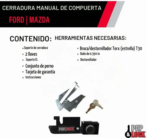 Vista 5 de Pop & Lock PL2300 Cerradura manual negra para portón trasero (funciona solo con mango de acero de fábrica)