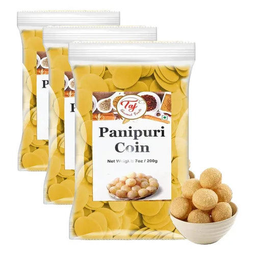 Vista 8 de Monedas TAJ Pani Puri Flat Puri Sin cocer Apto para microondas 7 oz (200 g)