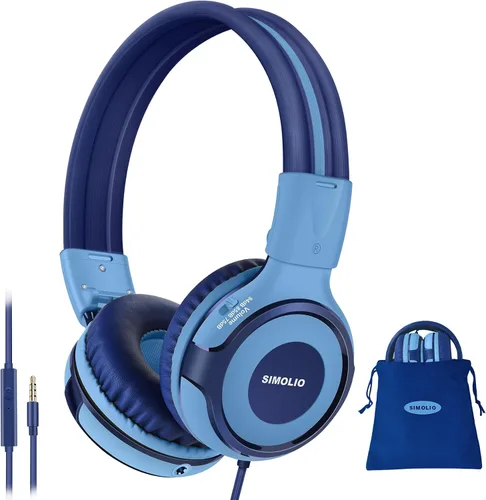 Vista 14 de SIMOLIO Auriculares para niños con 75 dB, 85 dB, 94 dB de volumen limitado y compartido, auriculares para niñas con micrófono, auriculares duraderos